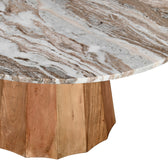 Masa de cafea cu blat din marmura, Ezerdian, Lemn de Acacia, Natur, D90x45 cm, perspectiva suplimentara