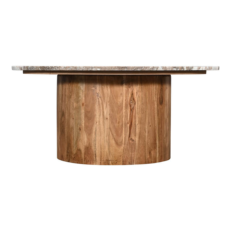 Masa de cafea cu blat din marmura Sergy, lemn masiv de acacia, Natur, 90x40 cm