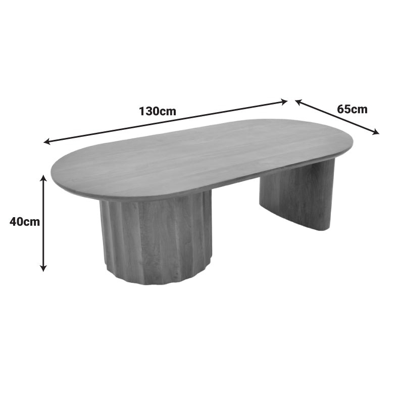 Masa de cafea Flute, Lemn de mango, 130x65x40 cm - Nuc