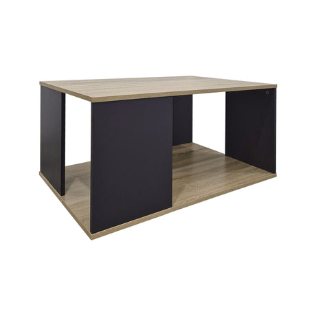 Masă de cafea cu design modern , Stil Sonoma-Antracit, Lemn și Metal, 90x90x45 cm