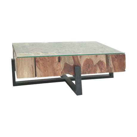 Masă de cafea cu funcție Borth, Lemn Teak, Natur, 135x90x40 cm