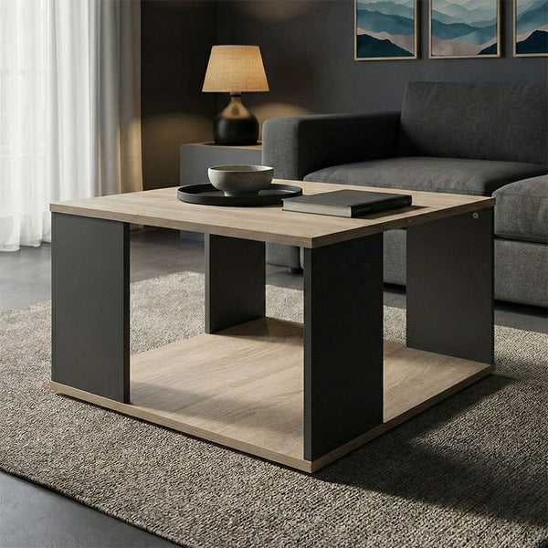Masă de cafea cu funcție decorativă, Sonoma-Anthracite, Modern, Pal melaminat, 60x60x39 cm