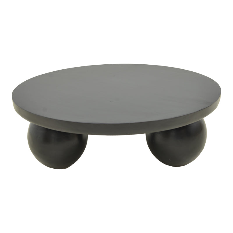 Masă de cafea din lemn de mango masiv Fedena, Rotundă, Negru, D90x30 cm