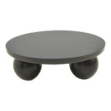 Masă de cafea din lemn de mango masiv Fedena, Rotundă, Negru, D90x30 cm