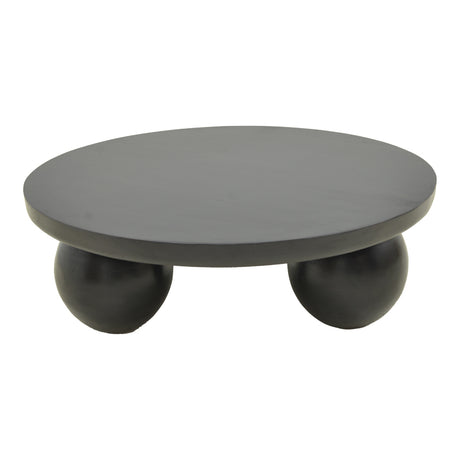 Masă de cafea din lemn de mango masiv Fedena, Rotundă, Negru, D90x30 cm