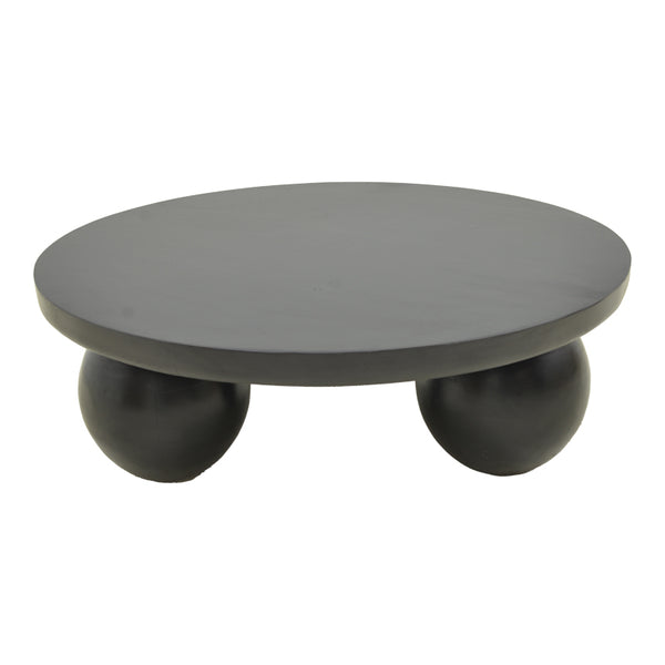 Masă de cafea din lemn de mango masiv Fedena, Rotundă, Negru, D90x30 cm