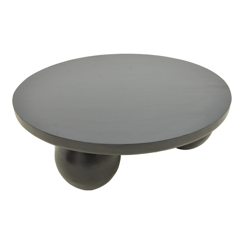 Masă de cafea din lemn de mango masiv Fedena, Rotundă, Negru, D90x30 cm