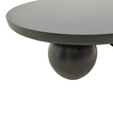 Masă de cafea din lemn de mango masiv Fedena, Rotundă, Negru, D90x30 cm