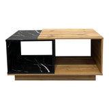 Masa de cafea eleganta Fetix, marmura neagra, lemn, 90x45x45 cm
