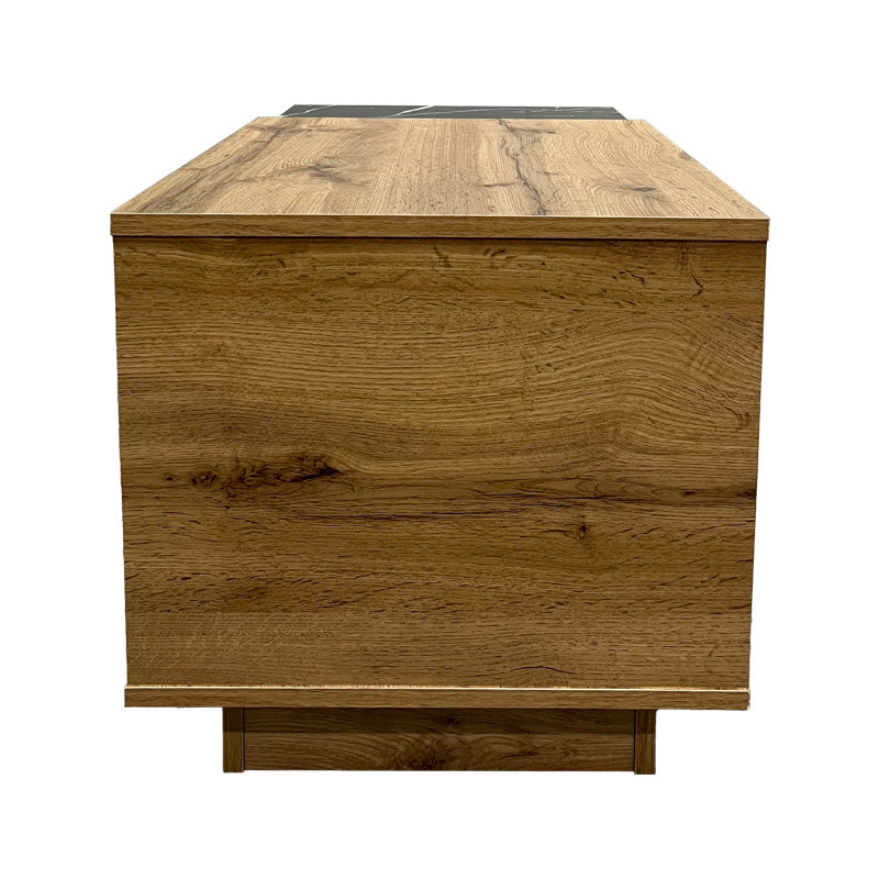 Masa de cafea eleganta Fetix, marmura neagra, lemn, 90x45x45 cm