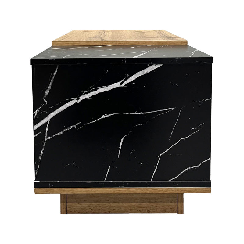 Masa de cafea eleganta Fetix, marmura neagra, lemn, 90x45x45 cm