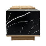Masa de cafea eleganta Fetix, marmura neagra, lemn, 90x45x45 cm