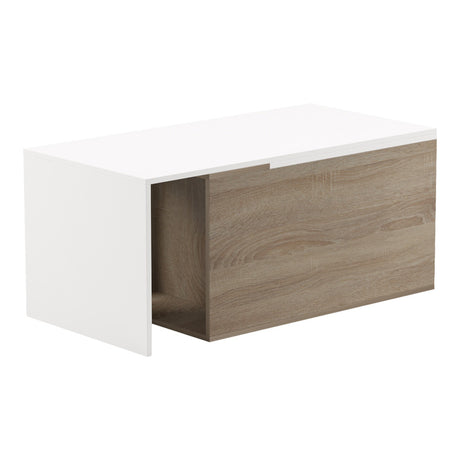 Masa de cafea extensibila Extera, Alb-sonoma, 100-160x50x45 cm