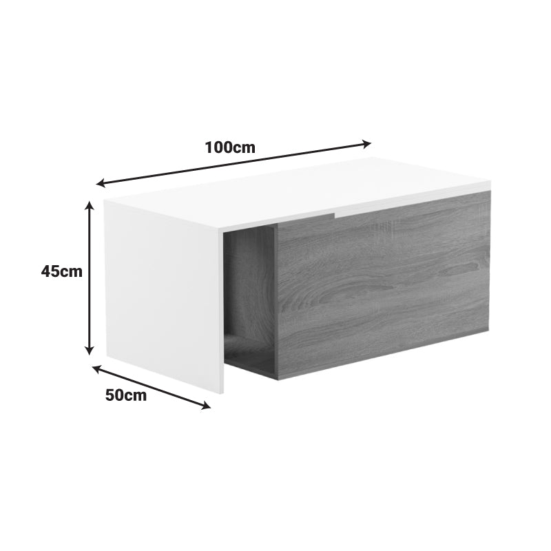 Masa de cafea extensibila Extera, Alb-sonoma, 100-160x50x45 cm