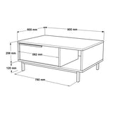 Masa de cafea Frixton  90x60x37 cm - Alb