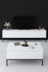 Masă de cafea Lord Bexley, alb - negru - alb - auriu - alb - argintiu, 90x60x40 cm - Black
White