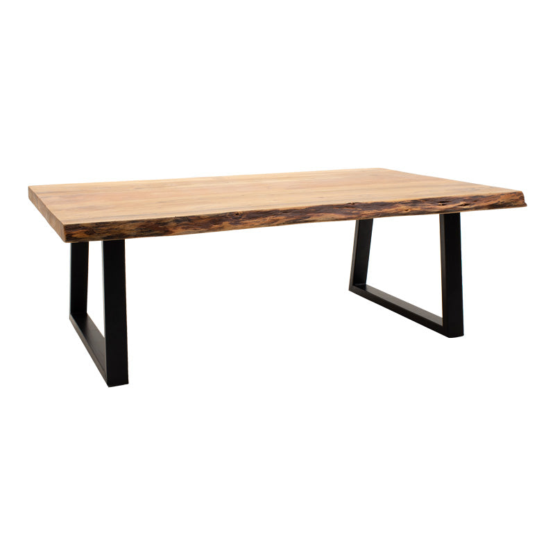 Masa de cafea Miles Boho, Lemn de salcam, Grosime 3 cm, Natural, 115x60x45 cm