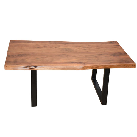 Masă de cafea Miles, Lemn masiv de acacia, Picioare metal, negru, 115x60x45 cm
