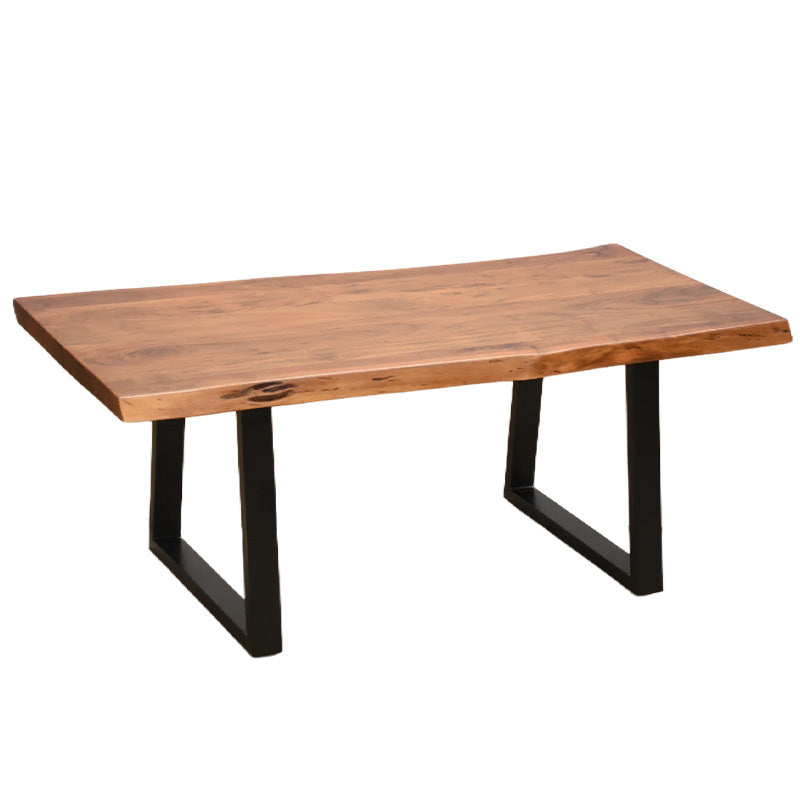 Masă de cafea Miles, Lemn masiv de acacia, Picioare metal, negru, 115x60x45 cm