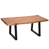 Masă de cafea Miles, Lemn masiv de acacia, Picioare metal, negru, 115x60x45 cm