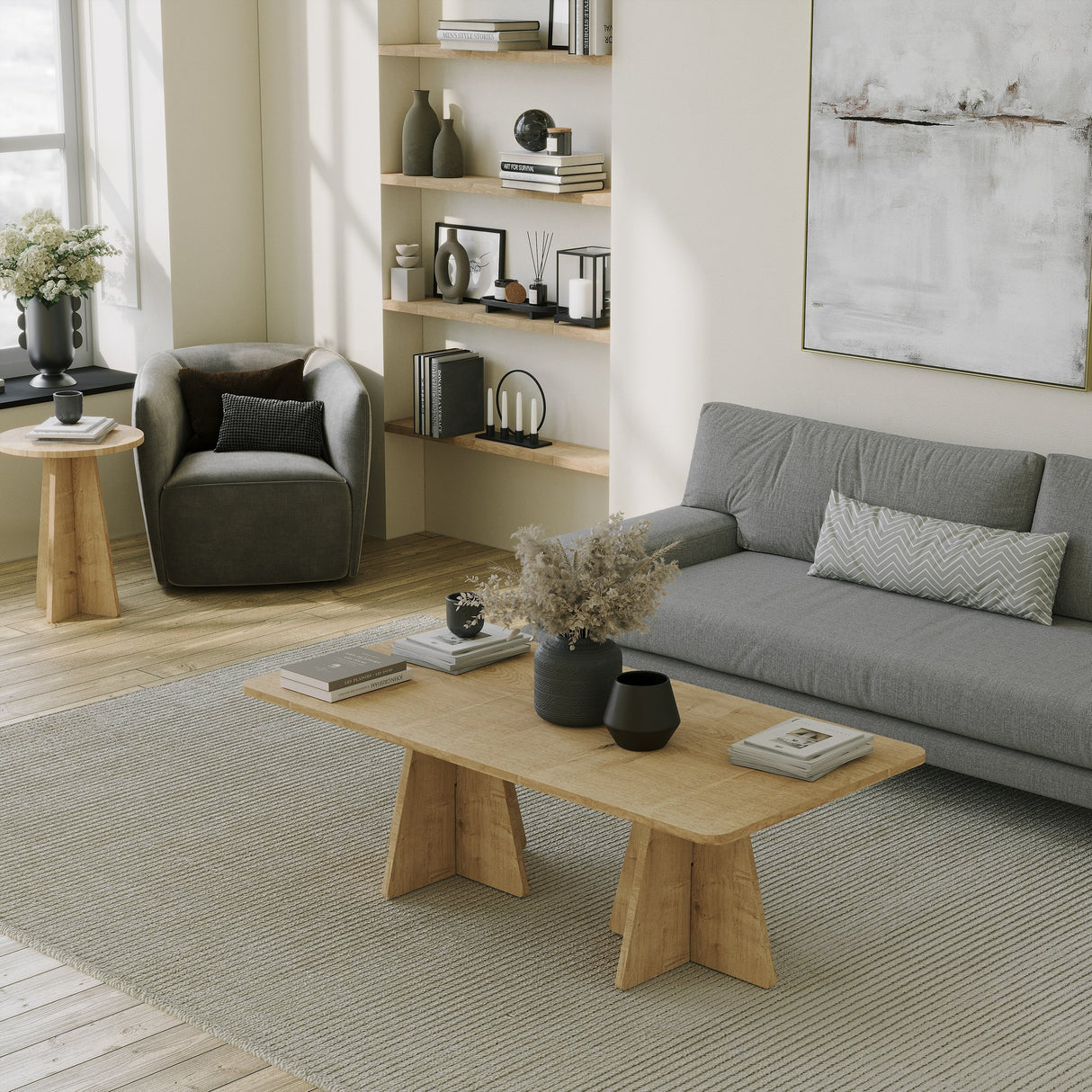 Masa de cafea Mushroom 2 Neostill, negru, Sapphire, Oak, 120x60 cm - Sapphire Oak