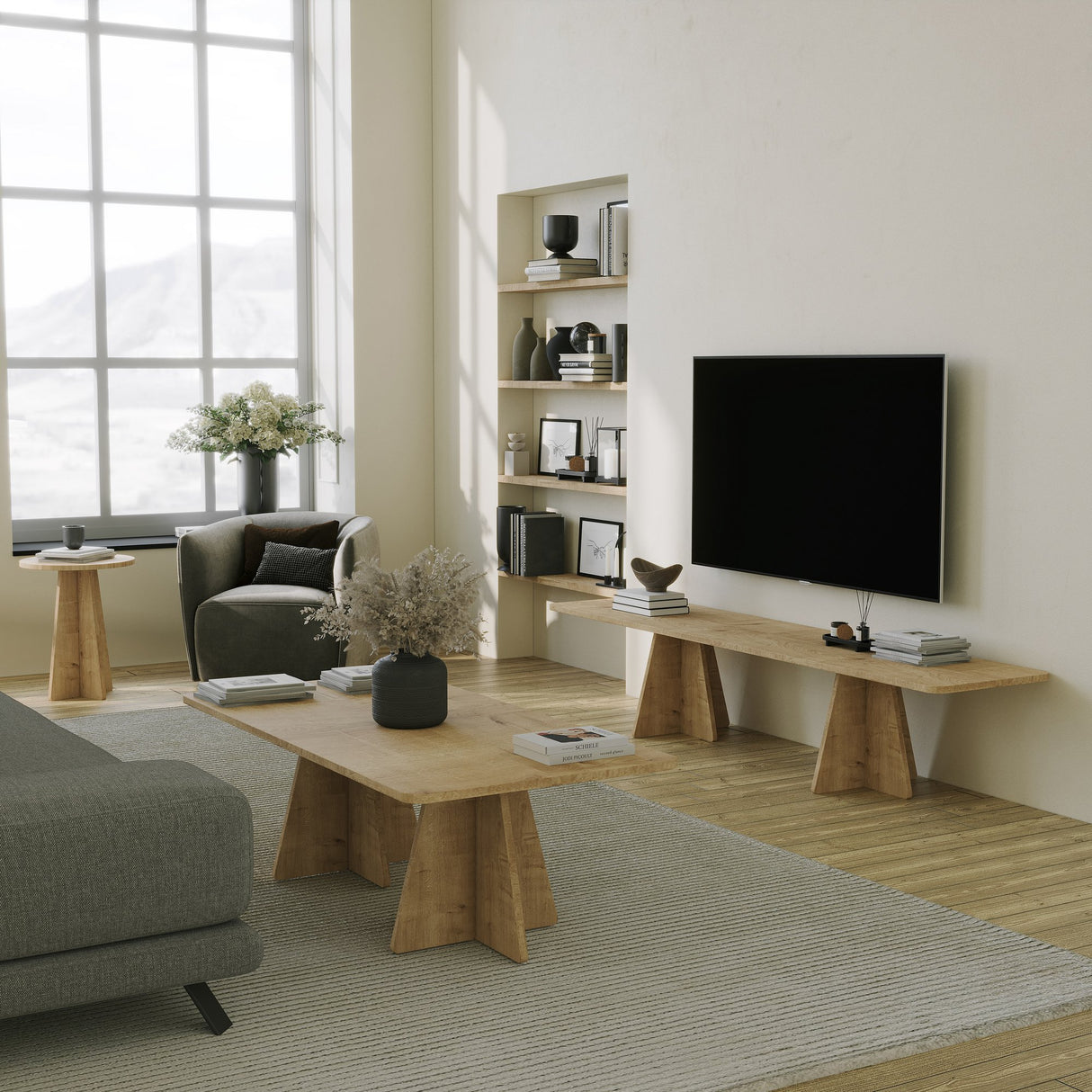Masa de cafea Mushroom 2 Neostill, negru, Sapphire, Oak, 120x60 cm - Sapphire Oak