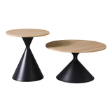 Masă de cafea set 2 piese Hemena, Lemn/Metal, Negru-Natur, variate, 70x70x40 cm