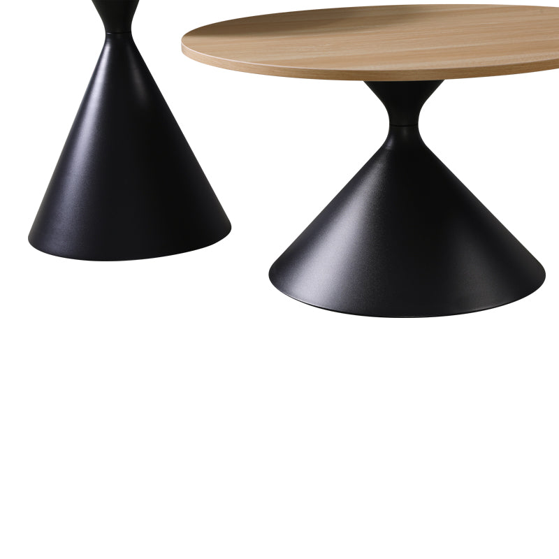 Masă de cafea set 2 piese Hemena, Lemn/Metal, Negru-Natur, variate, 70x70x40 cm