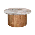 Masa de cafea set 2 piese Sergy, Solid, Lemn de acacia și marmura, Natural, variate, 90x90x40 cm, detaliu produs