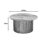 Masa de cafea set 2 piese Sergy, Solid, Lemn de acacia și marmura, variate, Natural, 90x90x40 cm