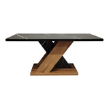 Masa de cafea Solange cu aspect de marmura neagra, Sonoma, 110x55x47 cm