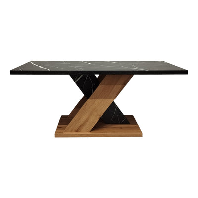 Masa de cafea Solange cu aspect de marmura neagra, Sonoma, 110x55x47 cm, perspectiva suplimentara