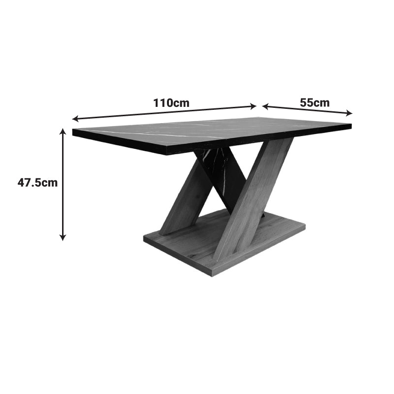 Masa de cafea Solange cu aspect de marmura neagra, Sonoma, 110x55x47 cm
