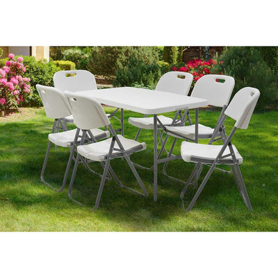 Masa de camping pliabila comerciala Rodeo cu rama metalica, Alb, 122x60x74 cm, imagine suplimentara