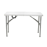 Masa de camping pliabila comerciala Rodeo cu rama metalica, Alb, 122x60x74 cm