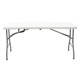 Masa de camping pliabila profesionala Rodeo cadru metalic, alba, 240x76x74 cm
