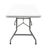 Masa de camping pliabila profesionala Rodeo cadru metalic, alba, 240x76x74 cm
