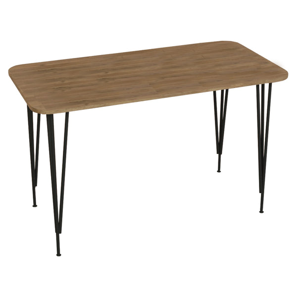 Masa de cina Palkon stejar -metal, negru, 120x60x73 cm