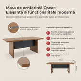 Masa de conferinta Oscar 5cm, nuc - antracit, 200x100x76 cm, detaliu produs