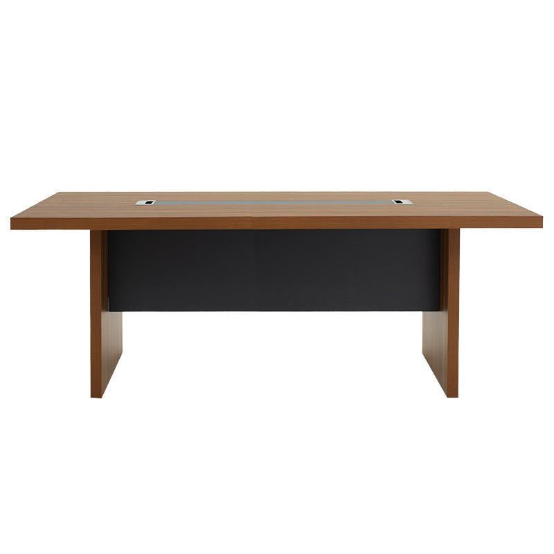 Masa de conferinta Oscar 5cm, nuc - antracit, 240x120x76 cm, detaliu produs