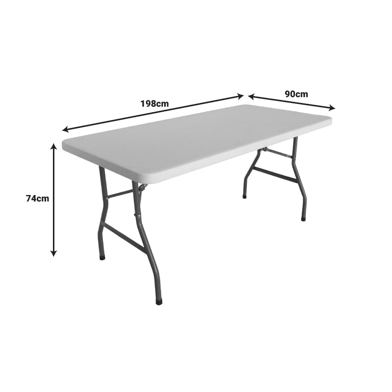 Masă pliabilă Aprilia pentru catering și evenimente, albă, 198x90x74 cm