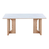 Masă de dining Benqui, Piatră sinterizată, Alb marmură, 160x90x75 cm, imagine suplimentara