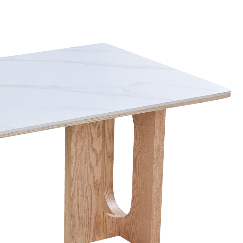 Masă de dining Benqui, Piatră sinterizată, Alb marmură, 160x90x75 cm, perspectiva suplimentara