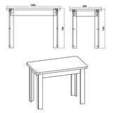 Masa de dining Celeste din nuc, alb, sonoma, 100x60x74 cm - Nuc