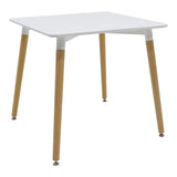 Masă de dining cu 3 piese Natali-Noor, Alb-Bej, 80x80x76 cm