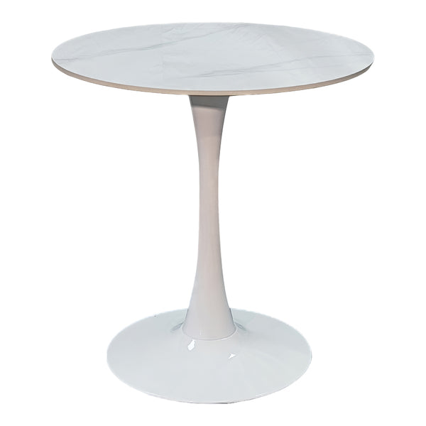 Masă de dining cu blat sinterizat Balou I/Imitație Marmură, Alb, 70x74 cm