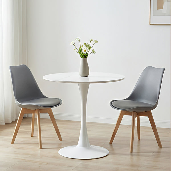 Masă de dining cu blat sinterizat Balou I/Imitație Marmură, Alb, 70x74 cm