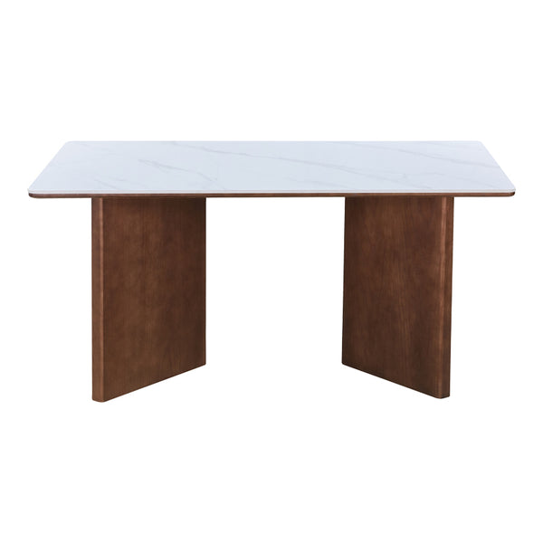 Masă de dining cu piatră sinterizată Versy/Marmură, Albă, 160x90x75 cm