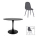 Masa de dining cu scaune Bella-Balou, set 5 piese, /velur, culori negru-antracit, 120x73 cm