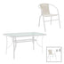 mobilier de gradina Masa de dining cu scaune set 5 piese Obbi-Ensure, metal-Sticla, 120x70x70 cm, Alb